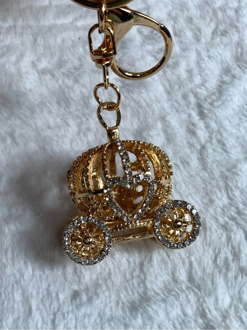 Gold Jeweled Carriage Keychain Charm